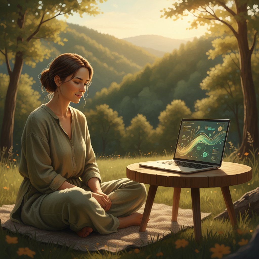 Ilustrasi pertumbuhan diri di alam terbuka