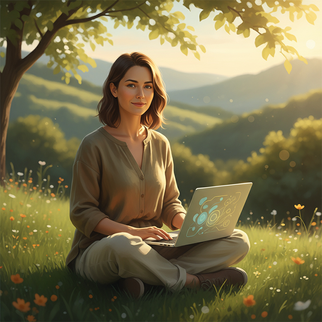 Ilustrasi pertumbuhan diri di alam terbuka